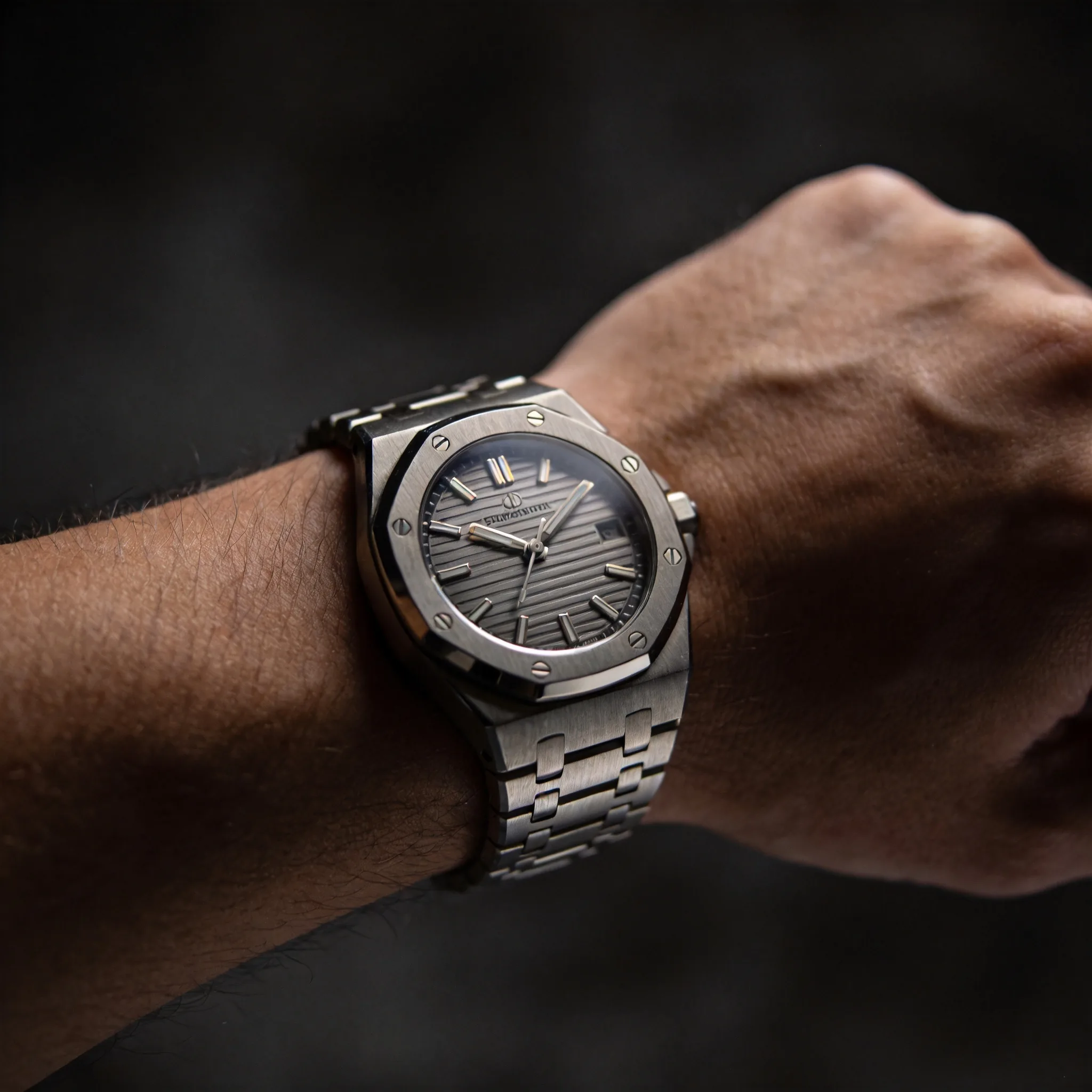 Luxury wristwatch on wrist